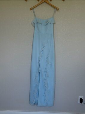 Barbie Azazie Sky Blue Sheath Bow Chiffon Dress